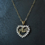 9ct Yellow gold Mum pendant with White Gold detailing, on a trace chain