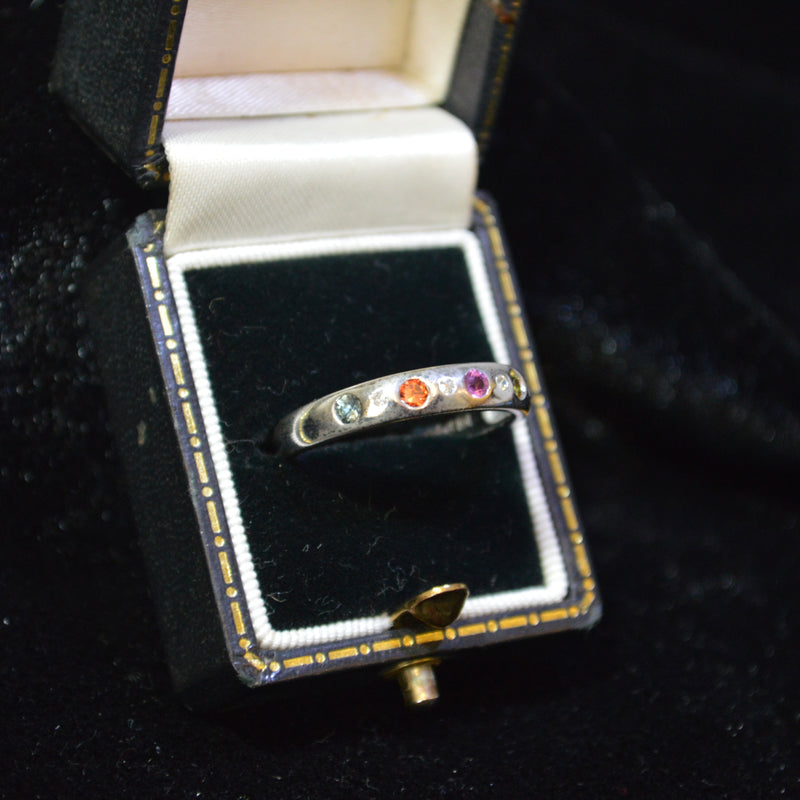 9ct White Gold colourful ring