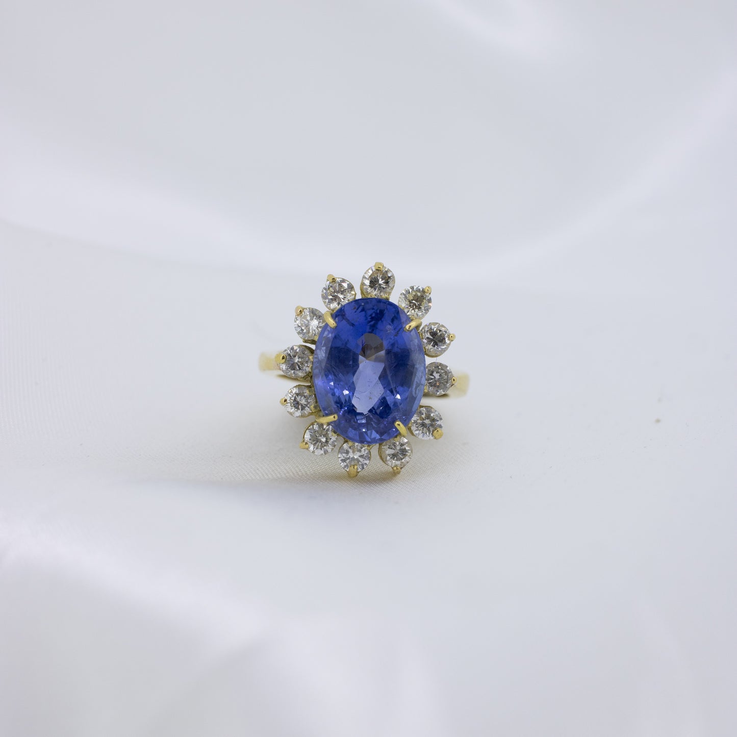Large Ceylon Sapphire & Diamond Ring