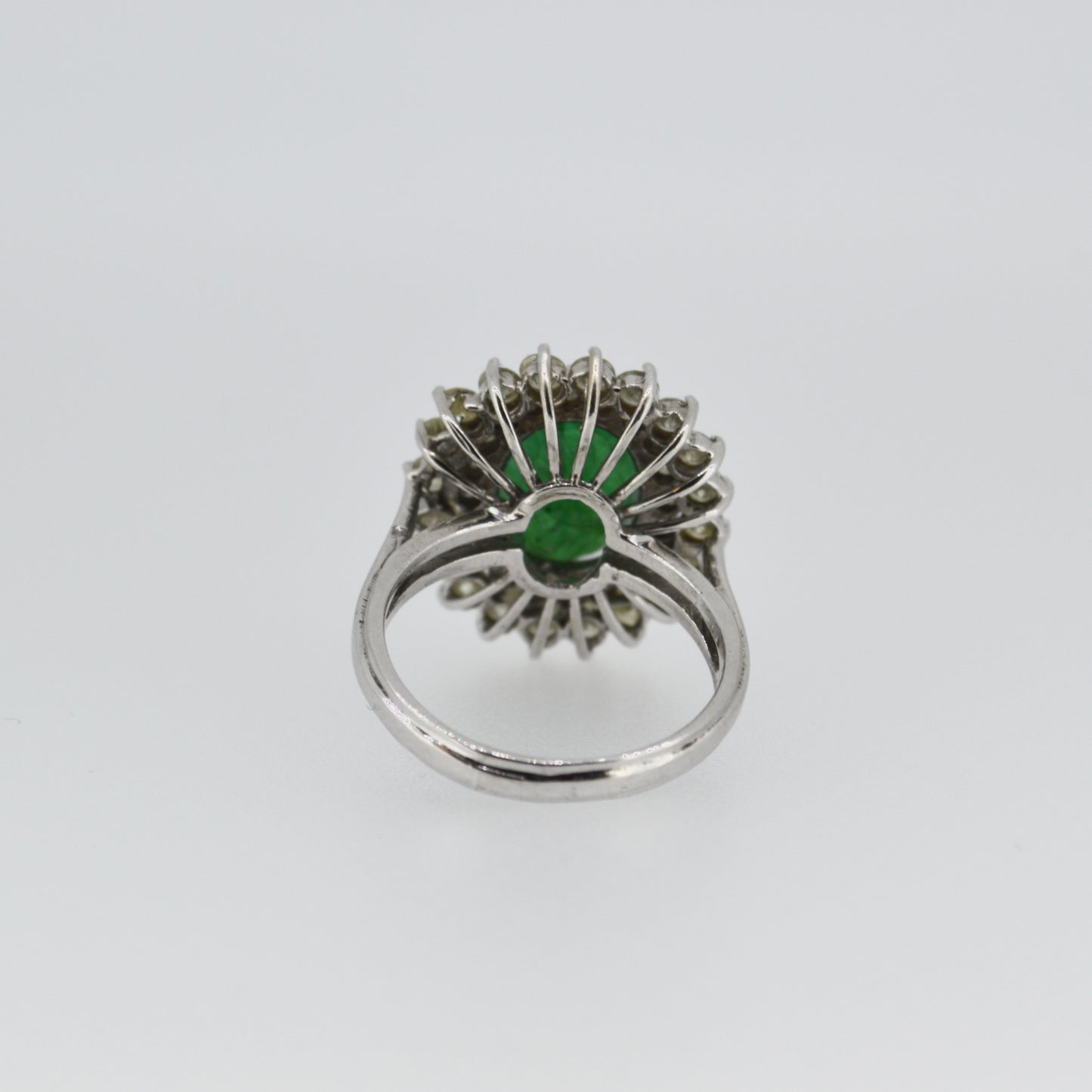 14ct White Gold 3ct Emerald & Diamond Cluster Cocktail Ring