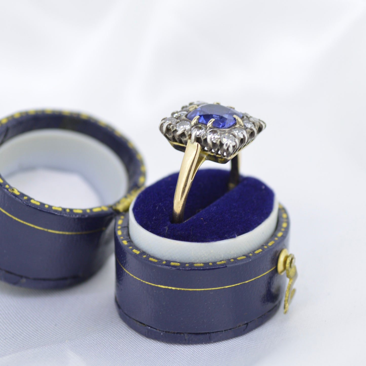 Antique Ceylon Sapphire & Diamond Ring