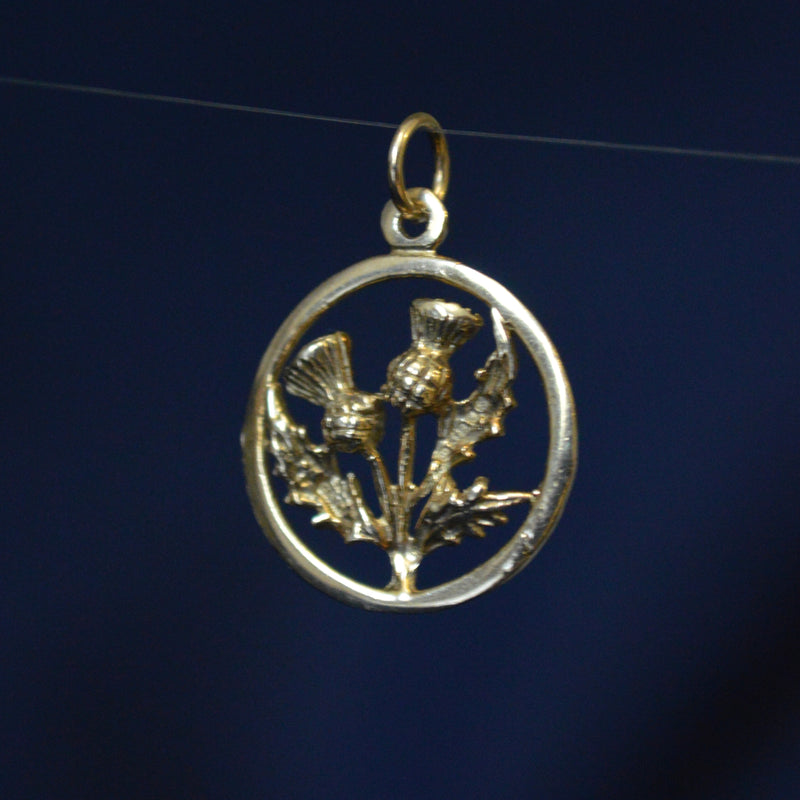 9ct Yellow Gold Scotish thistle  Pendant