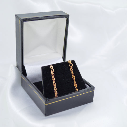 9ct Rose Gold Drop Chain Earrings