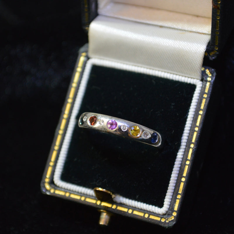 9ct White Gold colourful ring