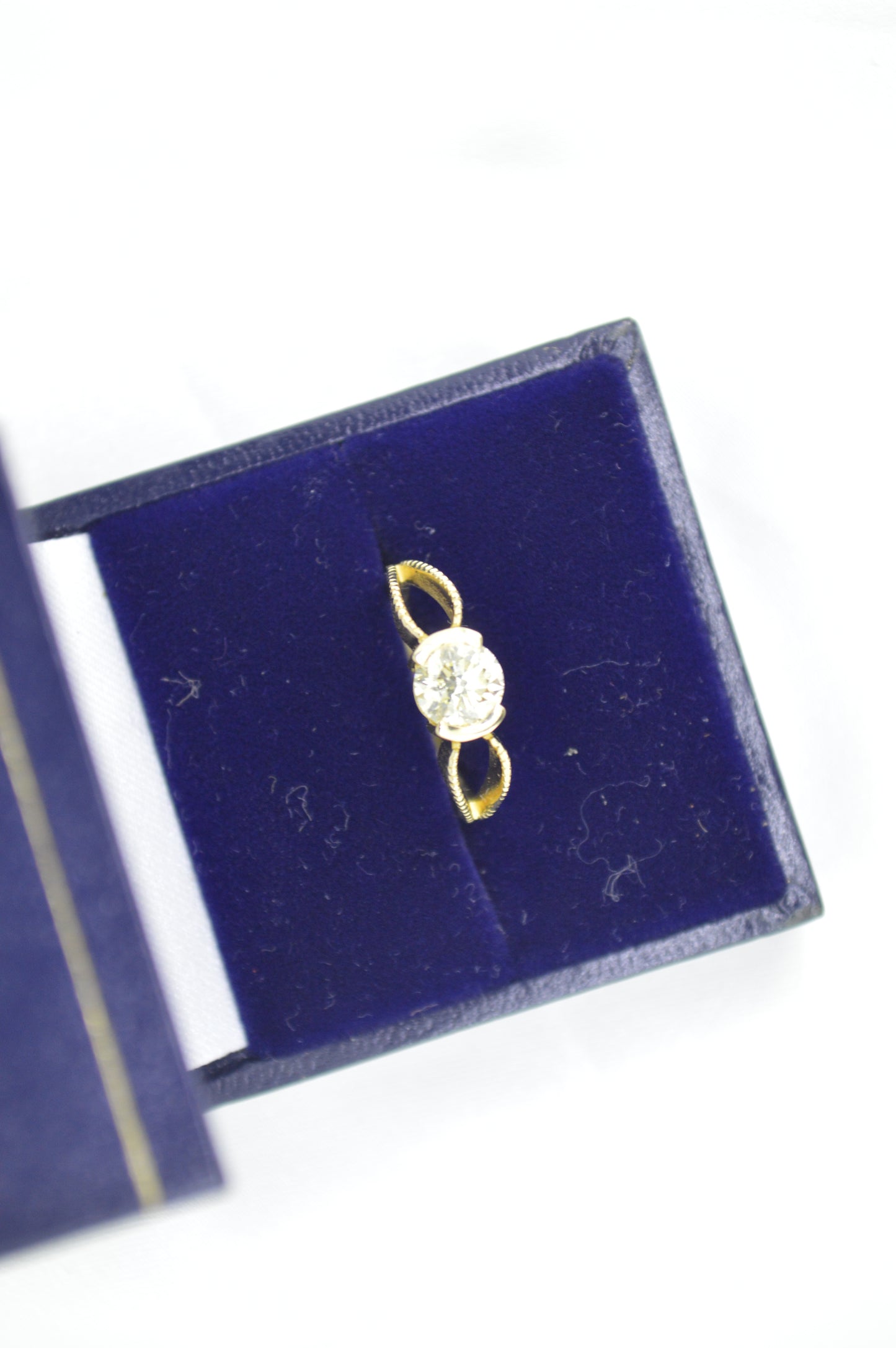 14ct Yellow Gold Natural Diamond Ring Solitaire Split Shank/Bypass Style