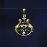 9ct Yellow Gold Sapphire & Cubic zirconia pendant