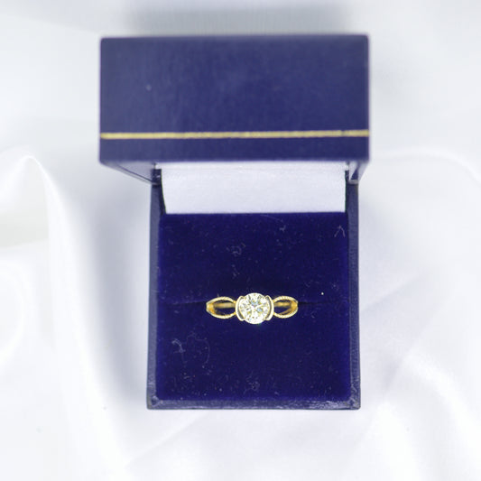 14ct Yellow Gold Natural Diamond Ring Solitaire Split Shank/Bypass Style