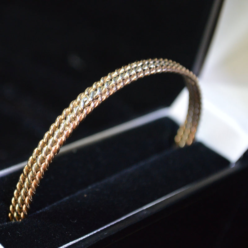 Tri-Tone 9ct Bangle
