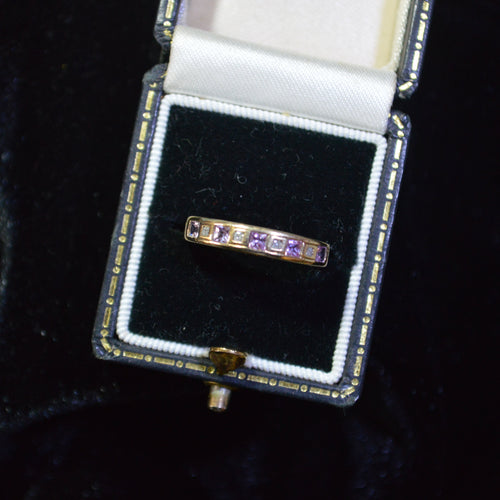 9ct Diamond & Pink Sapphire Ring