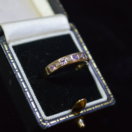 9ct Diamond & Pink Sapphire Ring