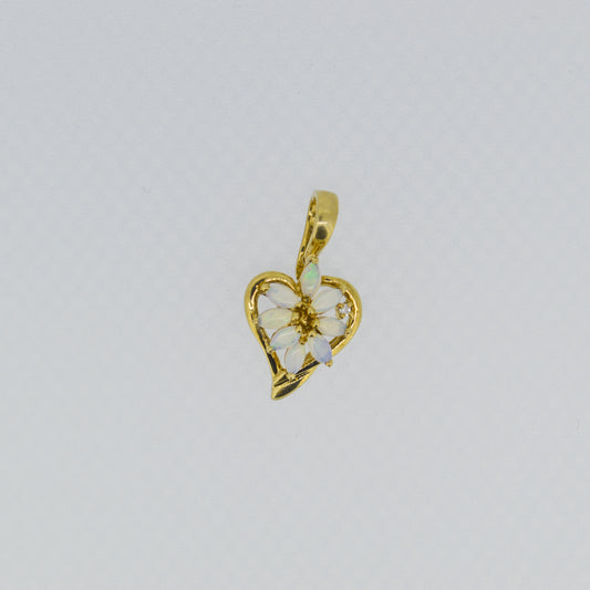 9ct yellow gold Opal Flower & Diamond pendant