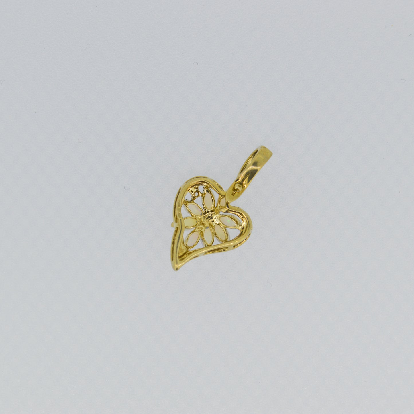 9ct yellow gold Opal Flower & Diamond pendant