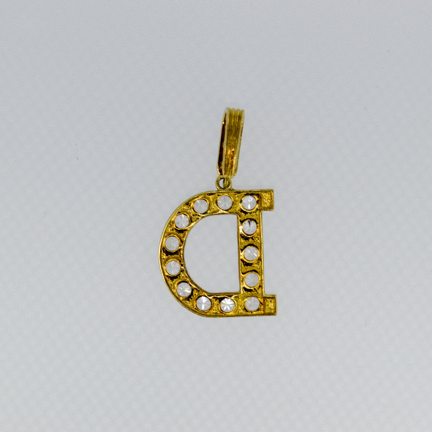 9ct Yellow Gold Letter 'D' pendant with Cubic Zirconia cluster
