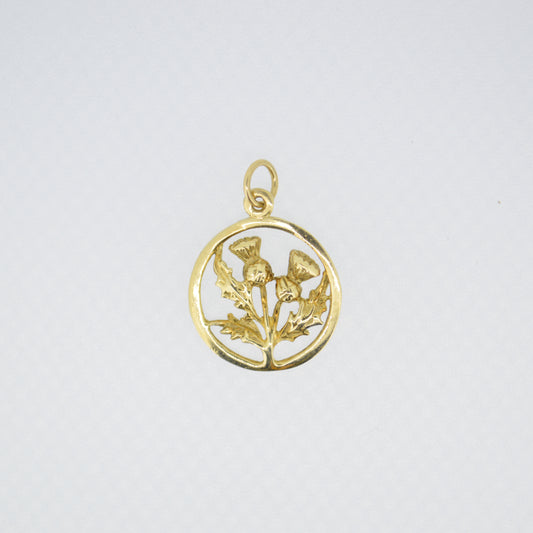 9ct Yellow Gold Scottish thistle Pendant