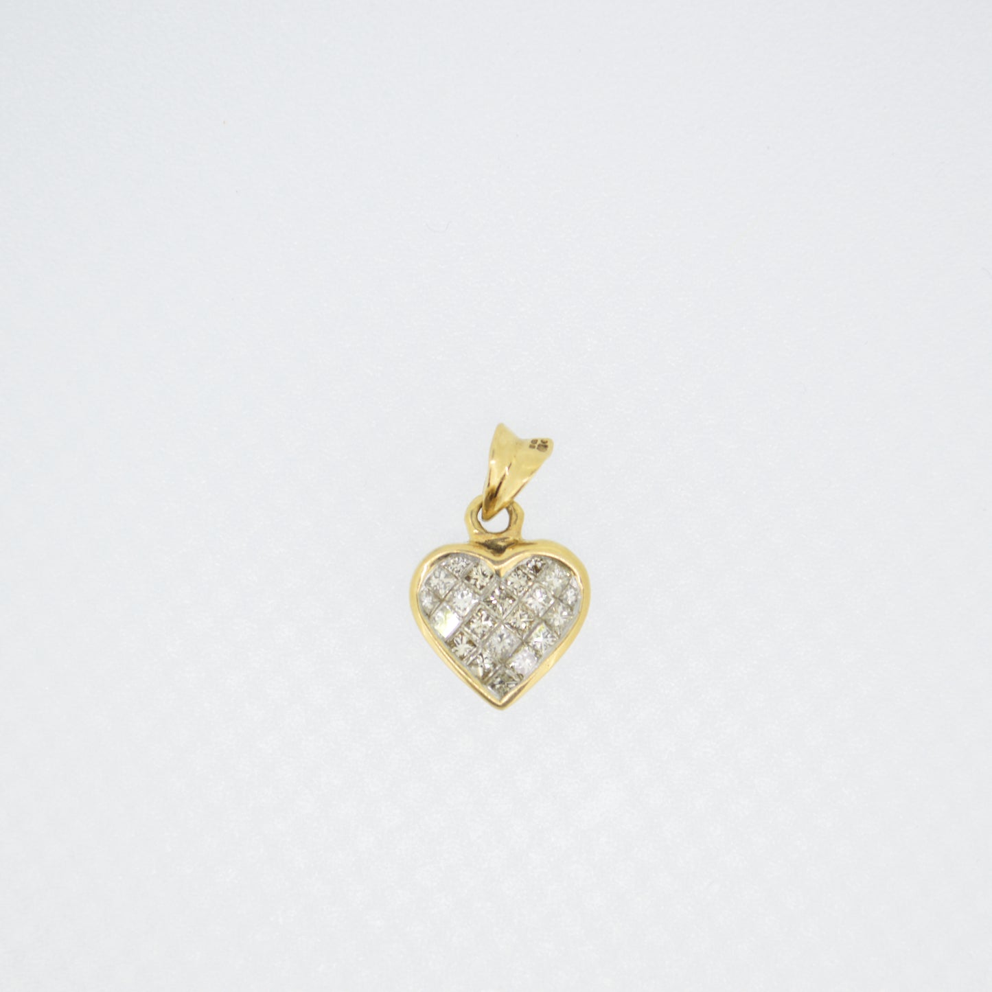 9ct Gold Heart Diamond Pendant with Princess Cut Diamonds