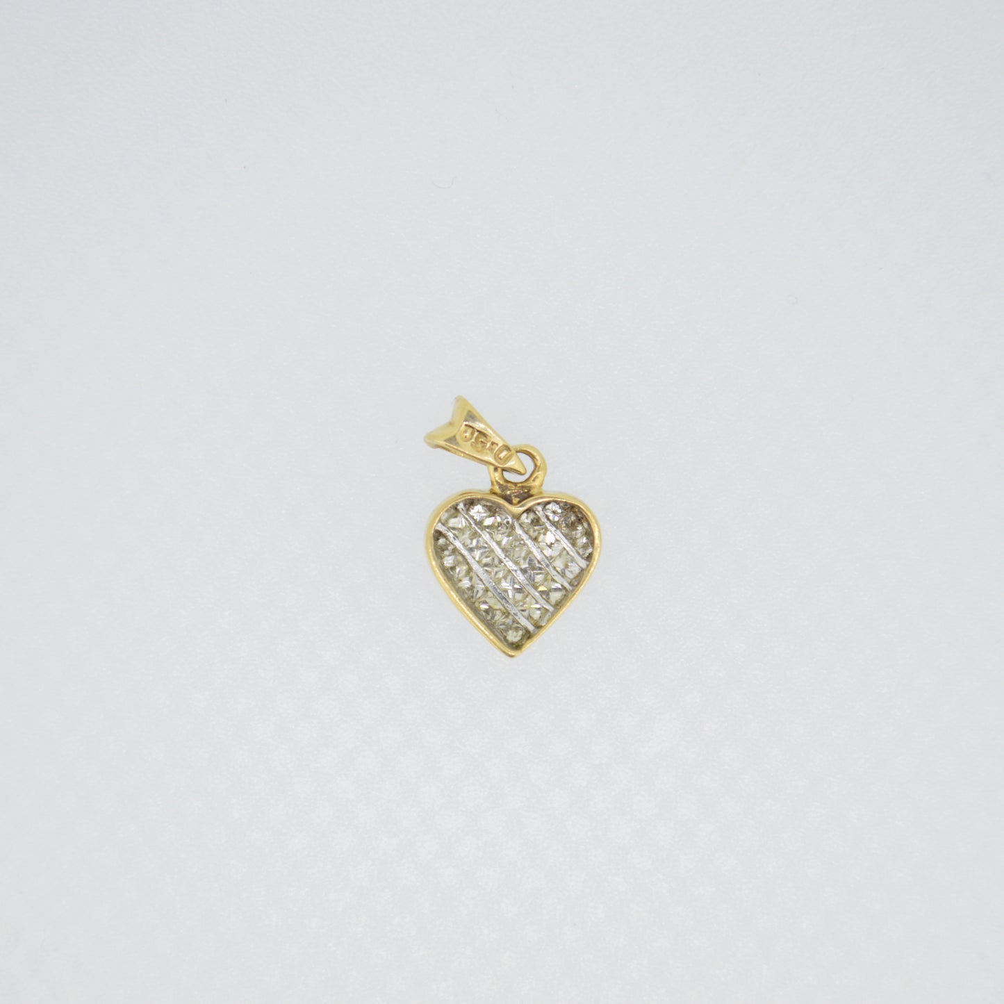 9ct Gold Heart Diamond Pendant with Princess Cut Diamonds