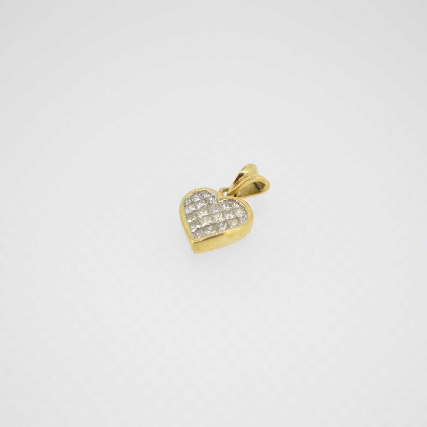 9ct Gold Heart Diamond Pendant with Princess Cut Diamonds