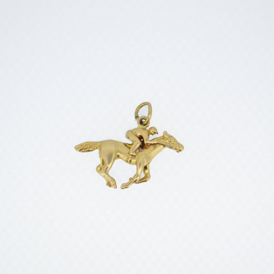 Vintage 9ct Gold Race Horse Jockey Charm