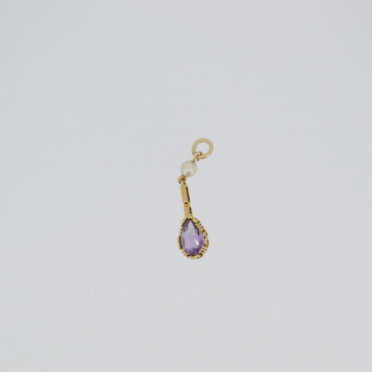 Vintage Amethyst & Pearl 9ct Gold pendant