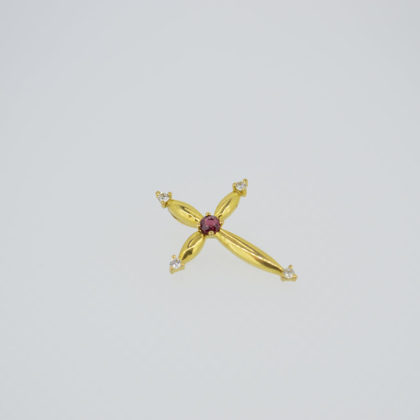 Vintage 9ct Gold, Ruby & Diamond Cross