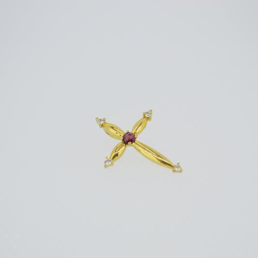 Vintage 9ct Gold, Ruby & Diamond Cross