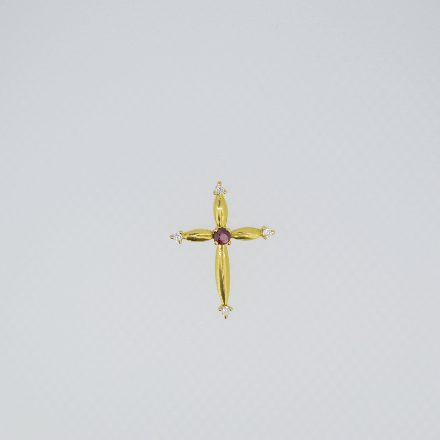 Vintage 9ct Gold, Ruby & Diamond Cross