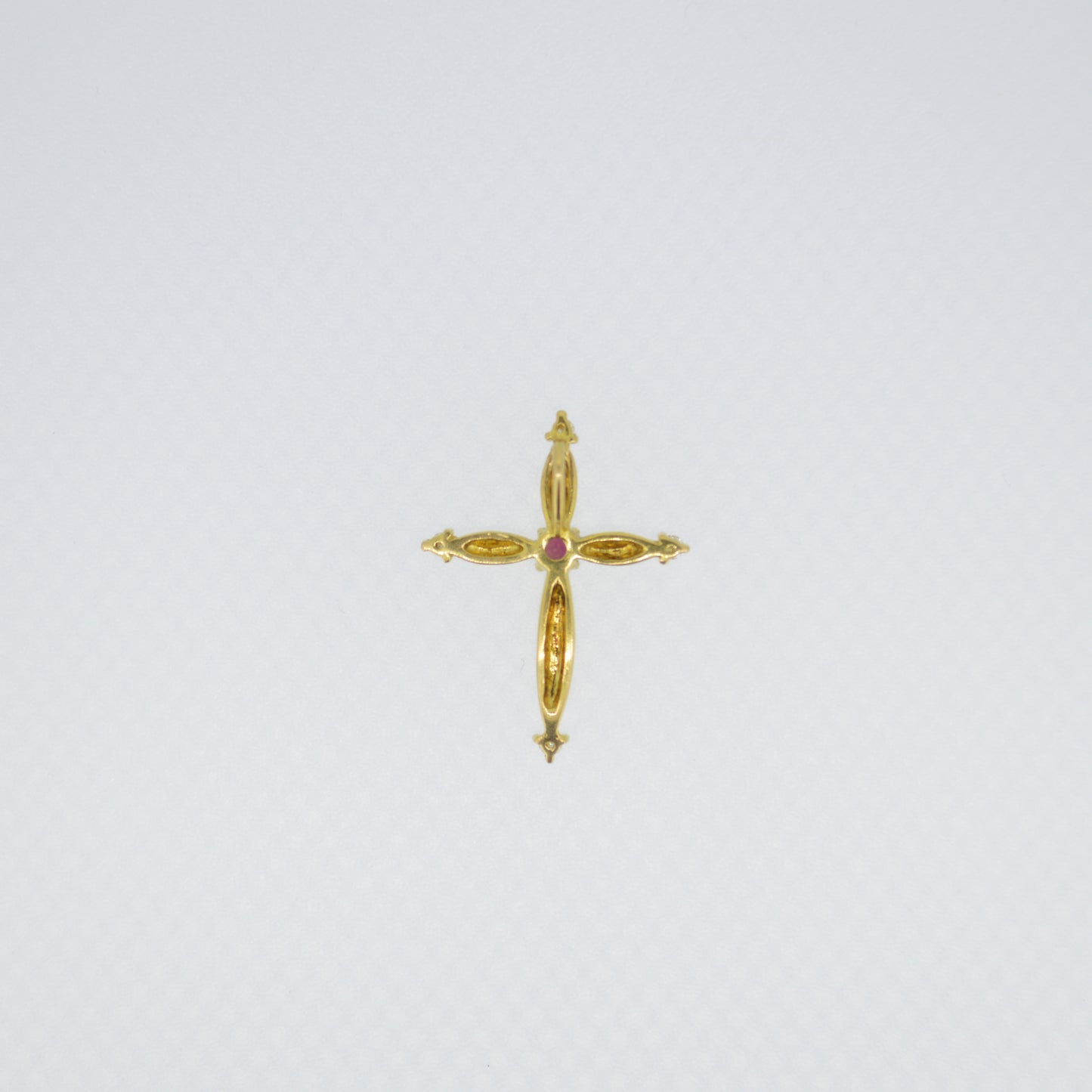 Vintage 9ct Gold, Ruby & Diamond Cross
