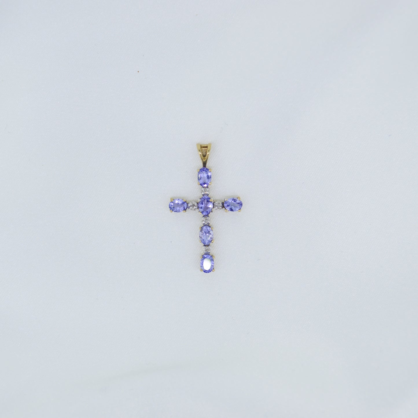 9ct Purple Cubic Zirconia Cross Pendant