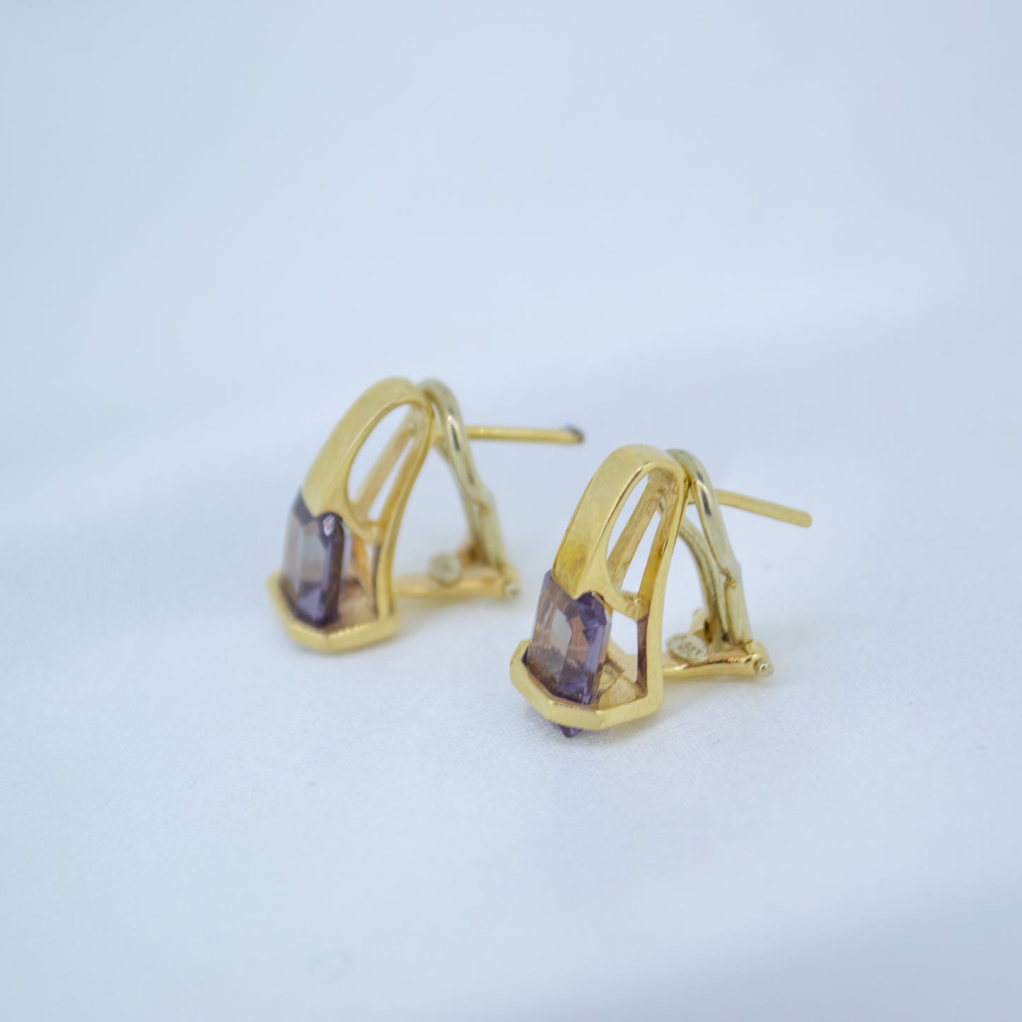 14ct Yellow Gold Amethyst Chain & Earring Set