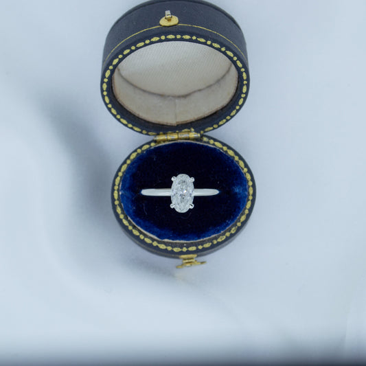 1 Carat Oval Cut Diamond on a Platinum band