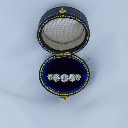 Vintage Five Stone Old-Cut Diamond ring on a Platinum band