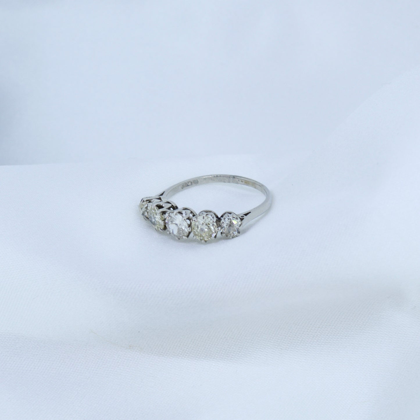 Vintage Five Stone Old-Cut Diamond ring on a Platinum band