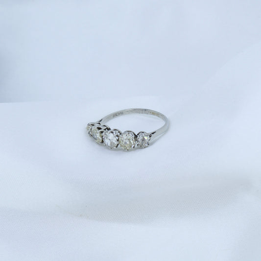 Vintage Five Stone Old-Cut Diamond ring on a Platinum band