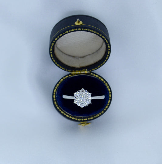 18ct White Gold Diamond cluster ring