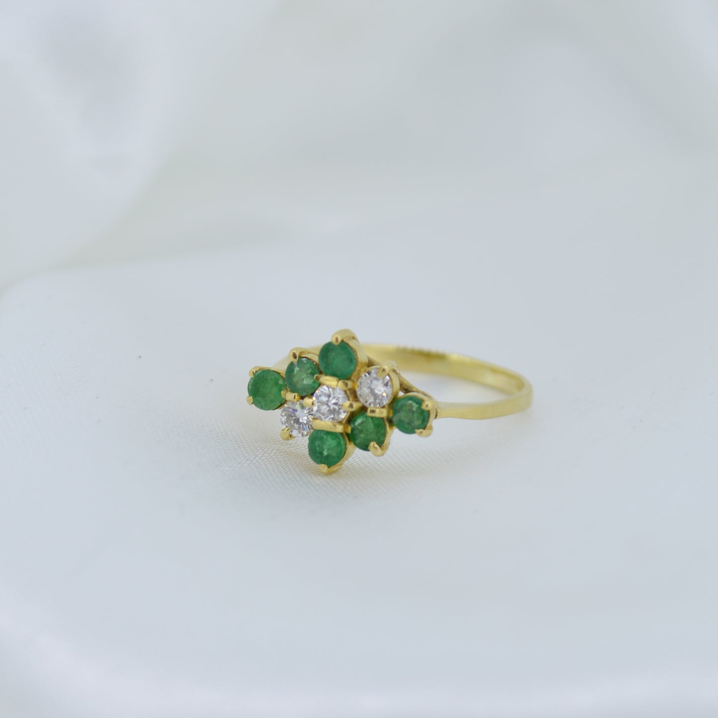 Marquise Cluster Emerald & Diamond 18ct Yellow Gold Ring