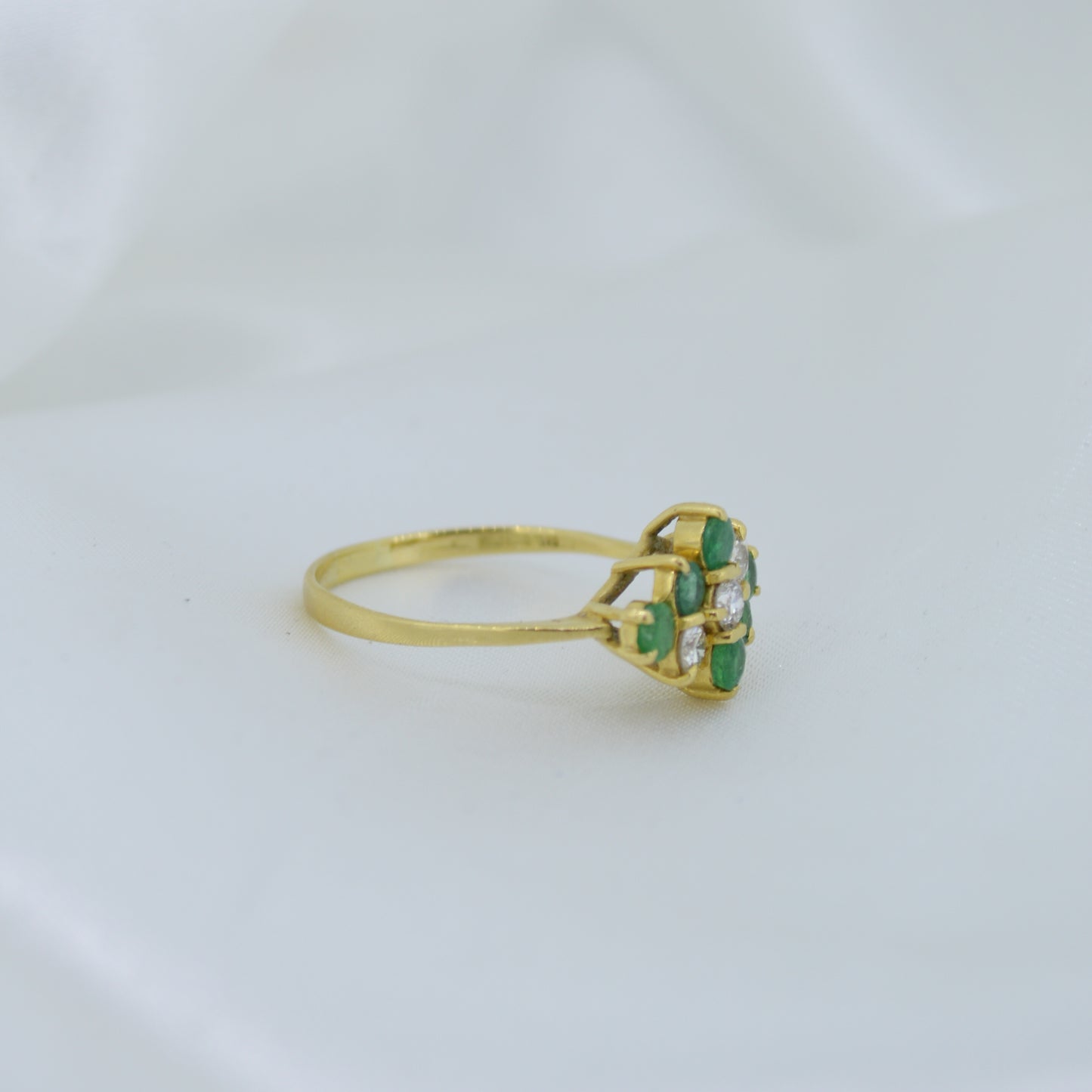 Marquise Cluster Emerald & Diamond 18ct Yellow Gold Ring