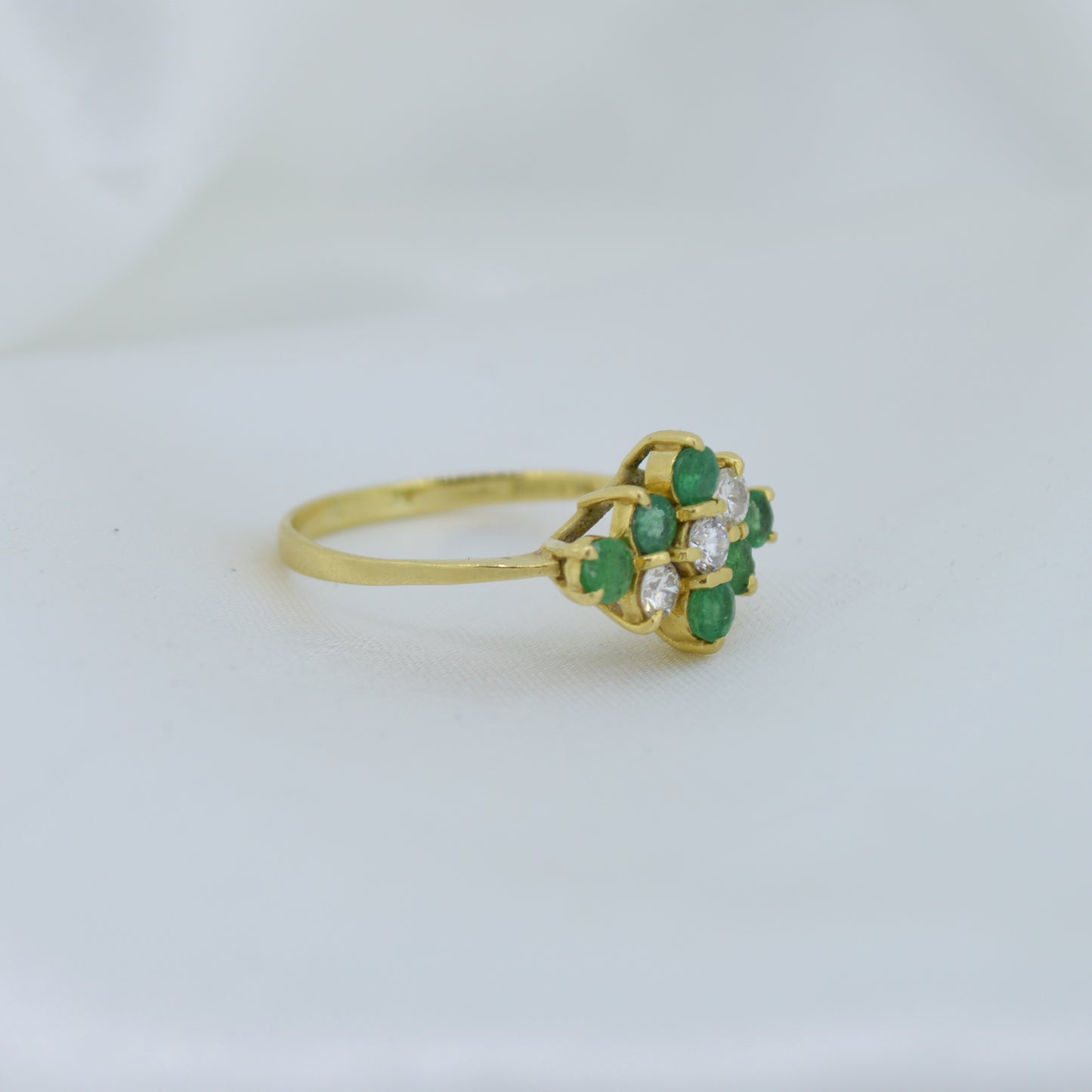Marquise Cluster Emerald & Diamond 18ct Yellow Gold Ring