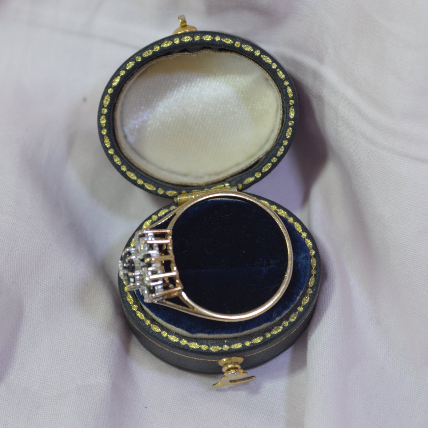 9ct Amethyst with cubic zirconia ring