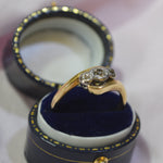 Vintage 18ct three-stoned Old Cut Diamond ring