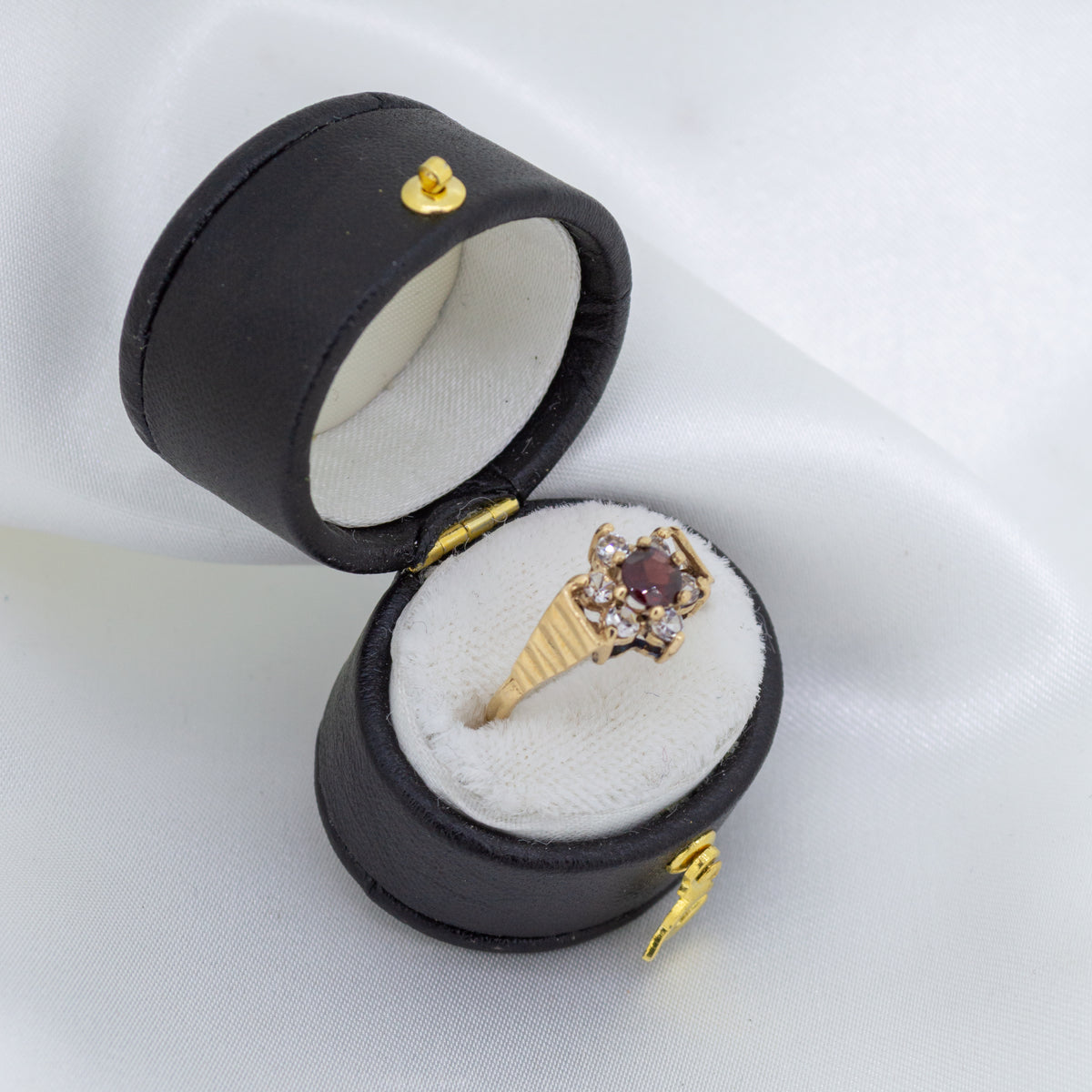 9ct Gold Garnet and Cubic Zirconia Dress Ring