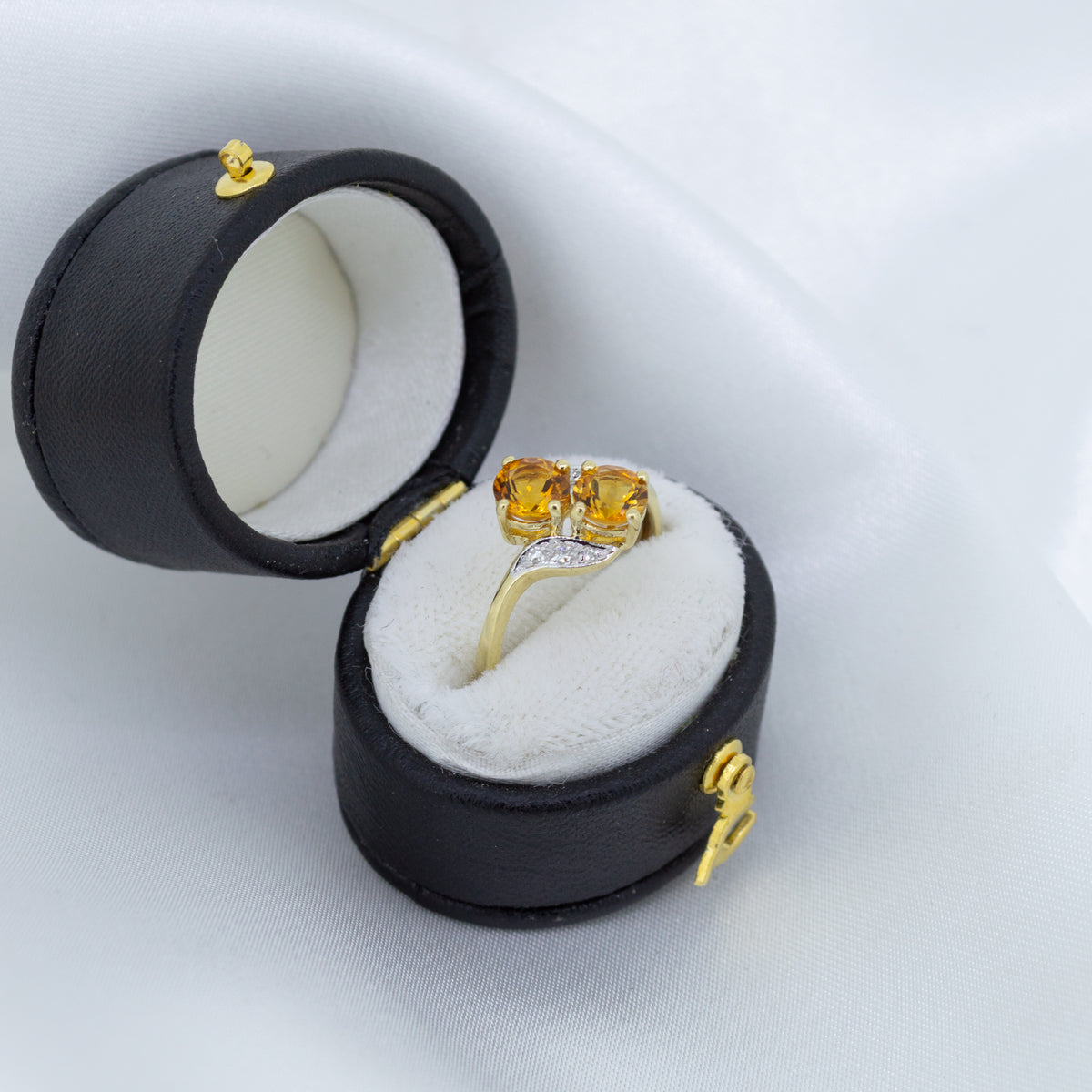 9ct Gold Citrine & Diamond Dress Ring