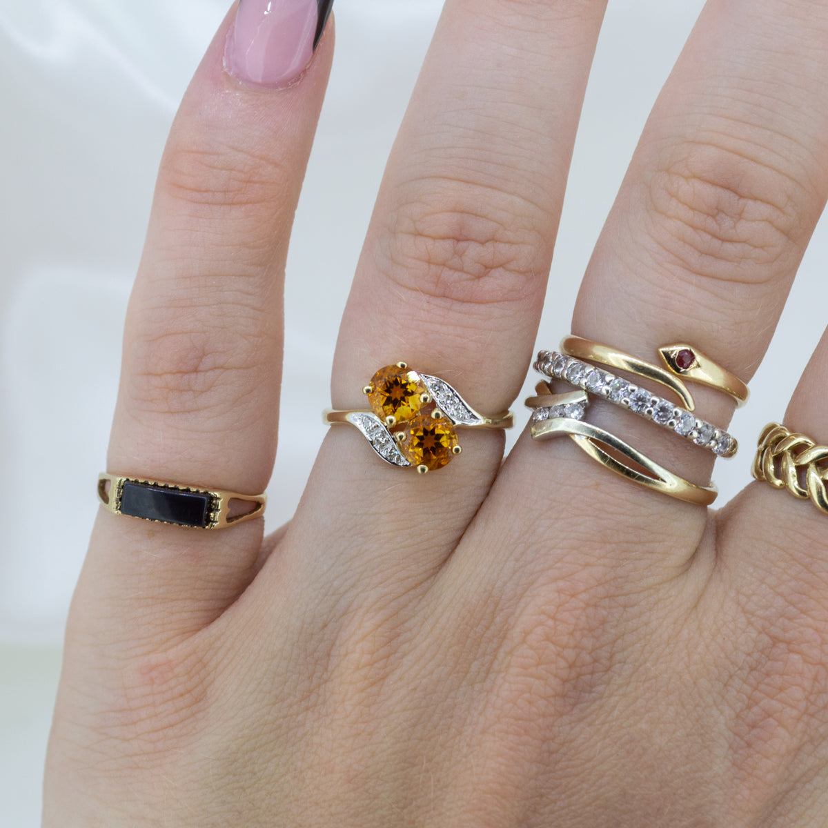 9ct Gold Citrine & Diamond Dress Ring