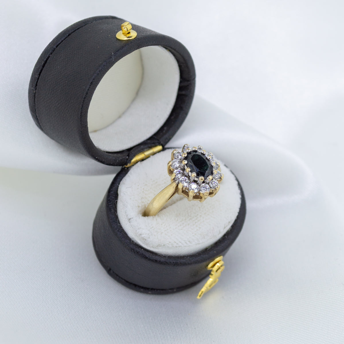 9ct Gold Sapphire & Cubic Zirconia Dress Ring