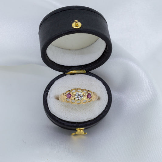 Antique 18ct Gold Ruby & Diamond Ring