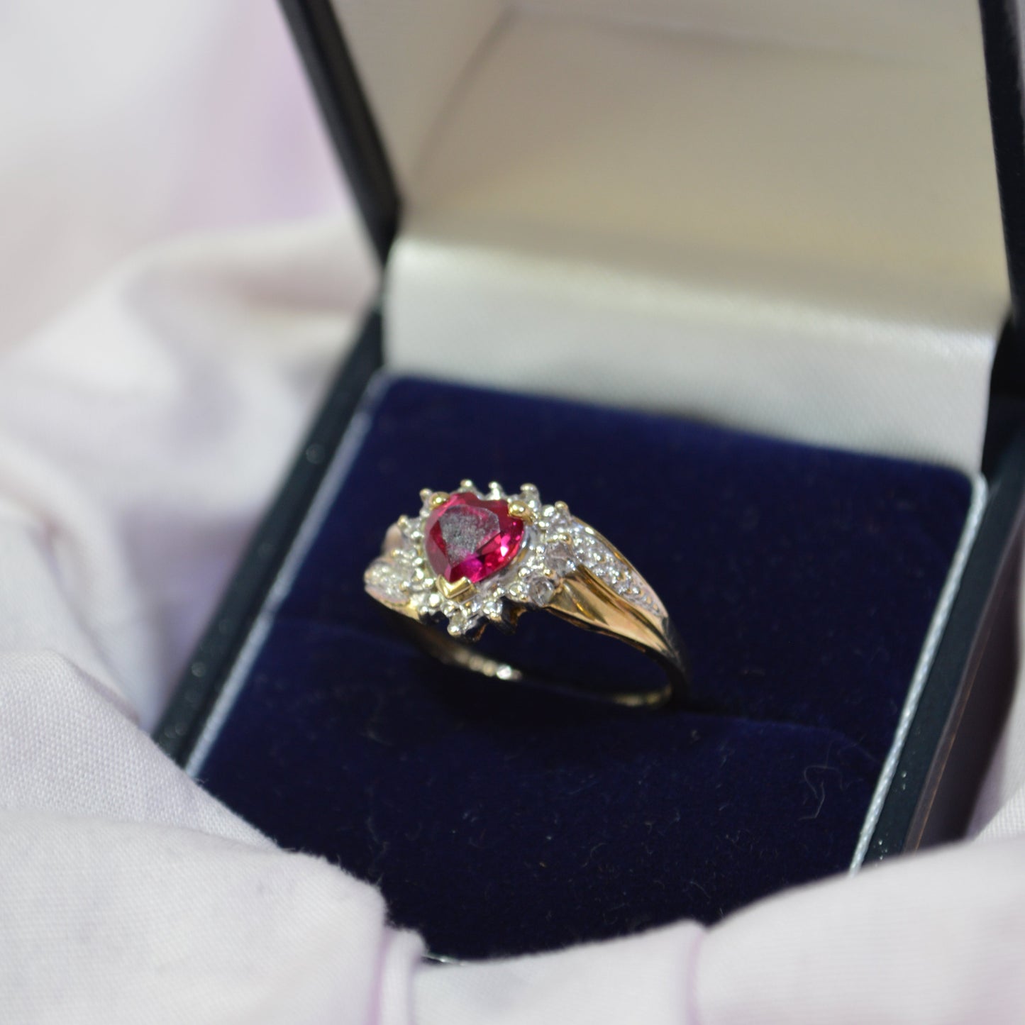 9ct Red Stone Heart Ring