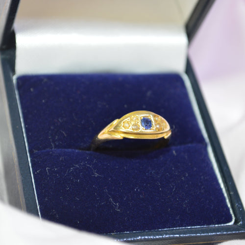 18ct Gold Sapphire & Pearl ring