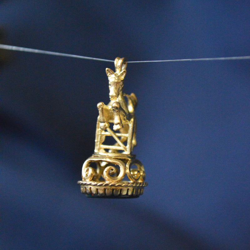 Vintage 9ct yellow horse fob