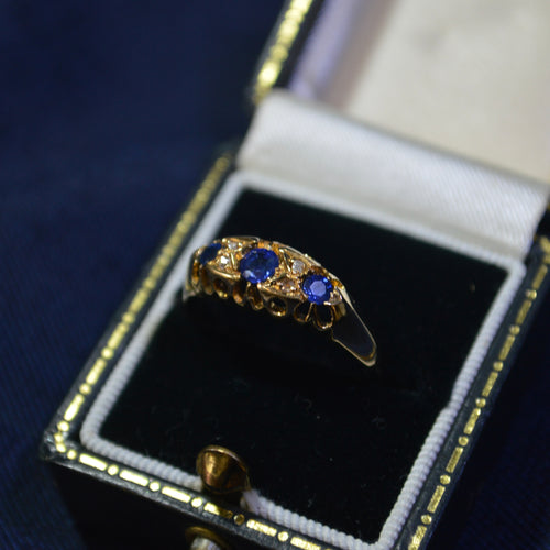 18ct 'Victorian' style Sapphire and Diamond Ring