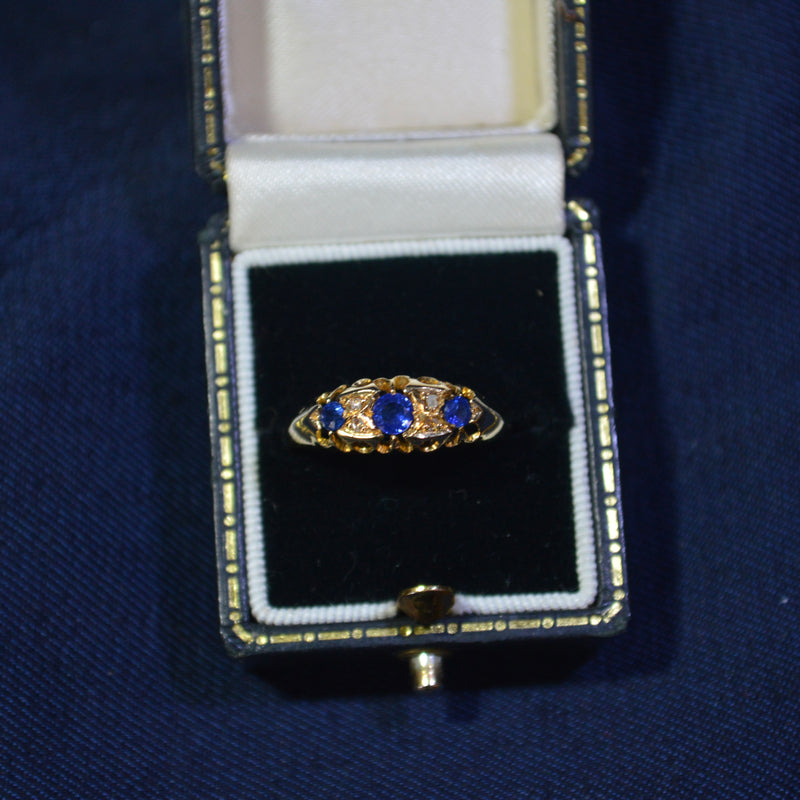 18ct 'Victorian' style Sapphire and Diamond Ring