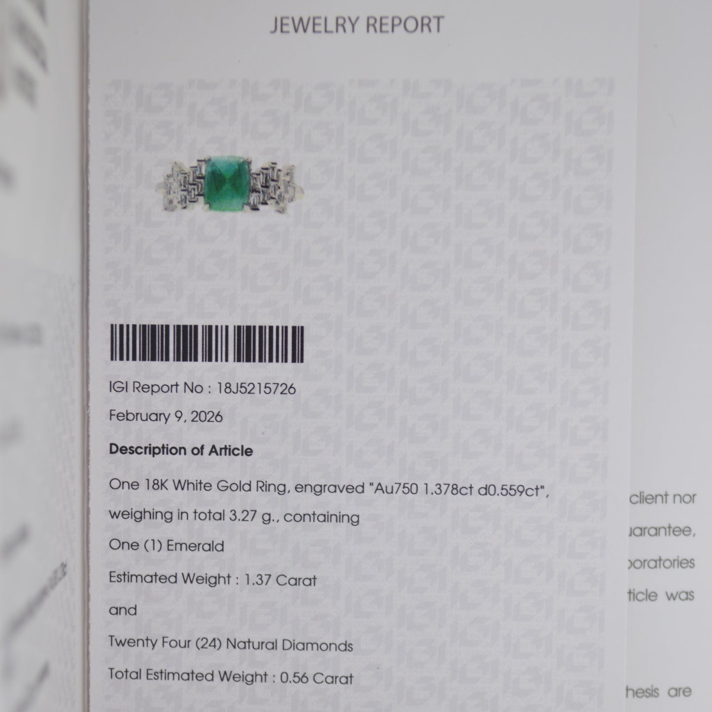 18ct White Gold Emerald & Diamond Ring